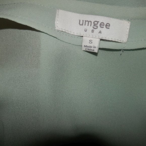 Umgee Light Green Jacket Small Open Front Sheer - Picture 5 of 5